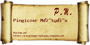 Pingiczer Mátyás névjegykártya